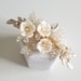 Wedding Hair Clip with Porcelain Flowers, Small Gold Floral Hair Clip for Bride, Crystal Clay Flower Bridal Hairpiece