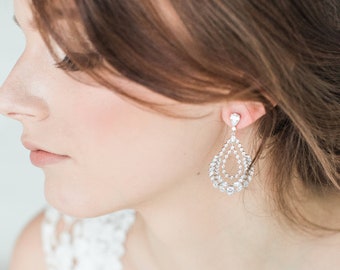 Cubic Zirconia Wedding Earrings, Bridal Earrings, Chandelier Bridal Earrings