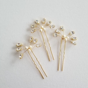 Bridal Hair Pins Pearl & Crystal, Wedding Hair Pins, Crystal Hair Pins, Pearl Hair Pins image 2