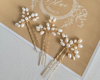 Freshwater Pearl Wedding Hair Pins,  Real Pearl Bridal Hair U pins, Pearl Wedding Hair Piece