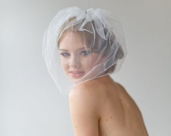 Birdcage Wedding Veil, Bridal Veil, Illusion Tulle Birdcage Veil,  Bridal Veil with Rhinestones, Short Veil 18"