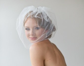 Birdcage Wedding Veil, Bridal Veil, Illusion Tulle Birdcage Veil,  Bridal Veil with Rhinestones, Short Veil 18"