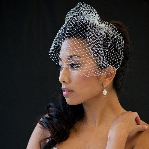 Wedding Birdcage Veil, 9 Inch Birdcage Veil, Wedding Veil, Short Birdcage Veil, Bridal Veil