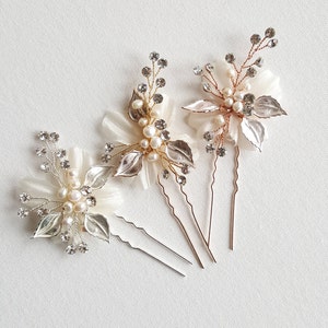 Wedding Hair Pin Freshwater Pearl, Bridal Hair Pin, Silver Pearl Hair Pin, Flower Hair Pin, Gold Bridal Hair Pin, Rose Gold Pin image 6
