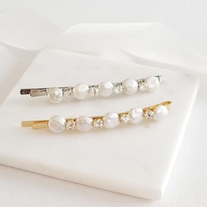 Horquilla de boda con perlas, horquilla de perlas de agua dulce con diamantes de imitación, horquilla de novia con perlas, horquilla de novia con perlas de cristal