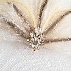 Feather headpiece for brides. Made with beautiful goose, ostrich and emu feathers in shades of cream and browns.