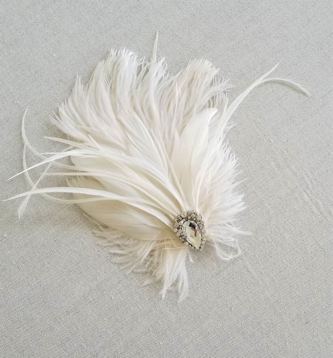 Feather Headpiece for Bride, Feather Crystal Wedding Hair  display picture 3