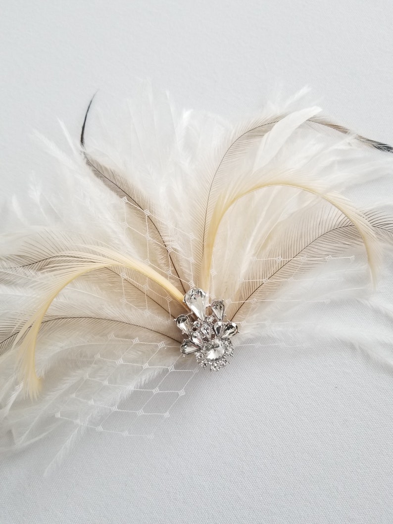 Bridal Feather Hairpiece, Wedding Feather Headpiece, Bridal Feather Fascinator, Feather Bridal Hairpiece OLIVIA image 6