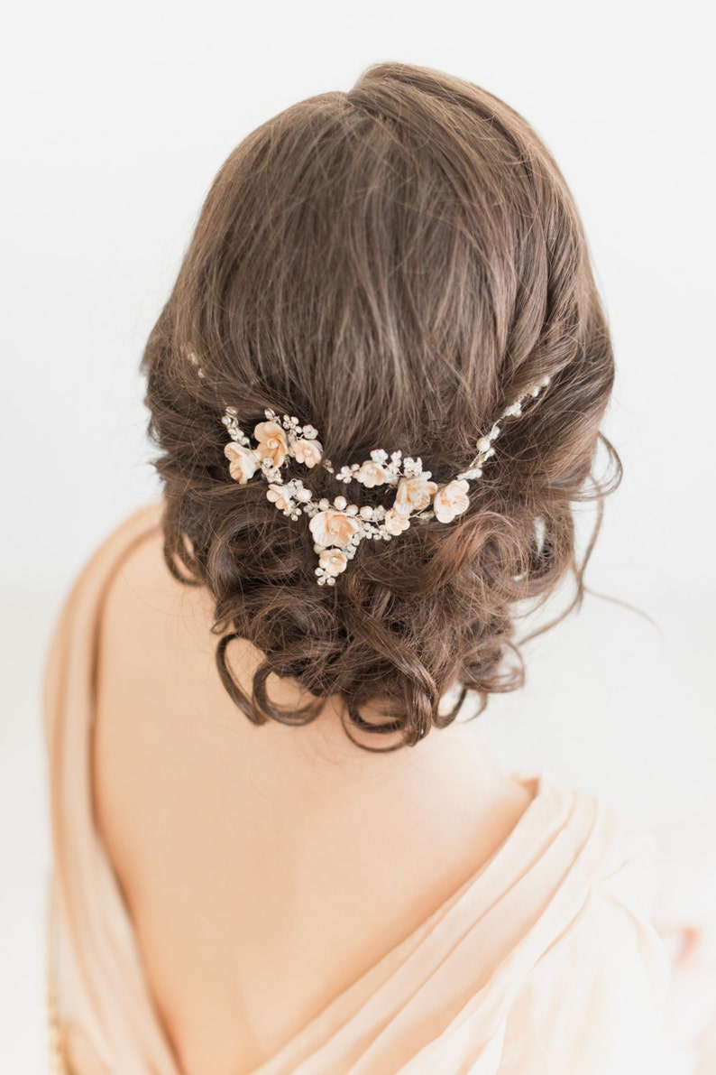 Wedding Floral Hair Vine Bridal Headpiece Bridal Hairpiece Etsy