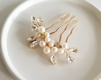 Freshwater Pearl Wedding Hair Comb, Small Pearl Crystal Bridal Hair Comb, Pearl Hair Comb for Bride