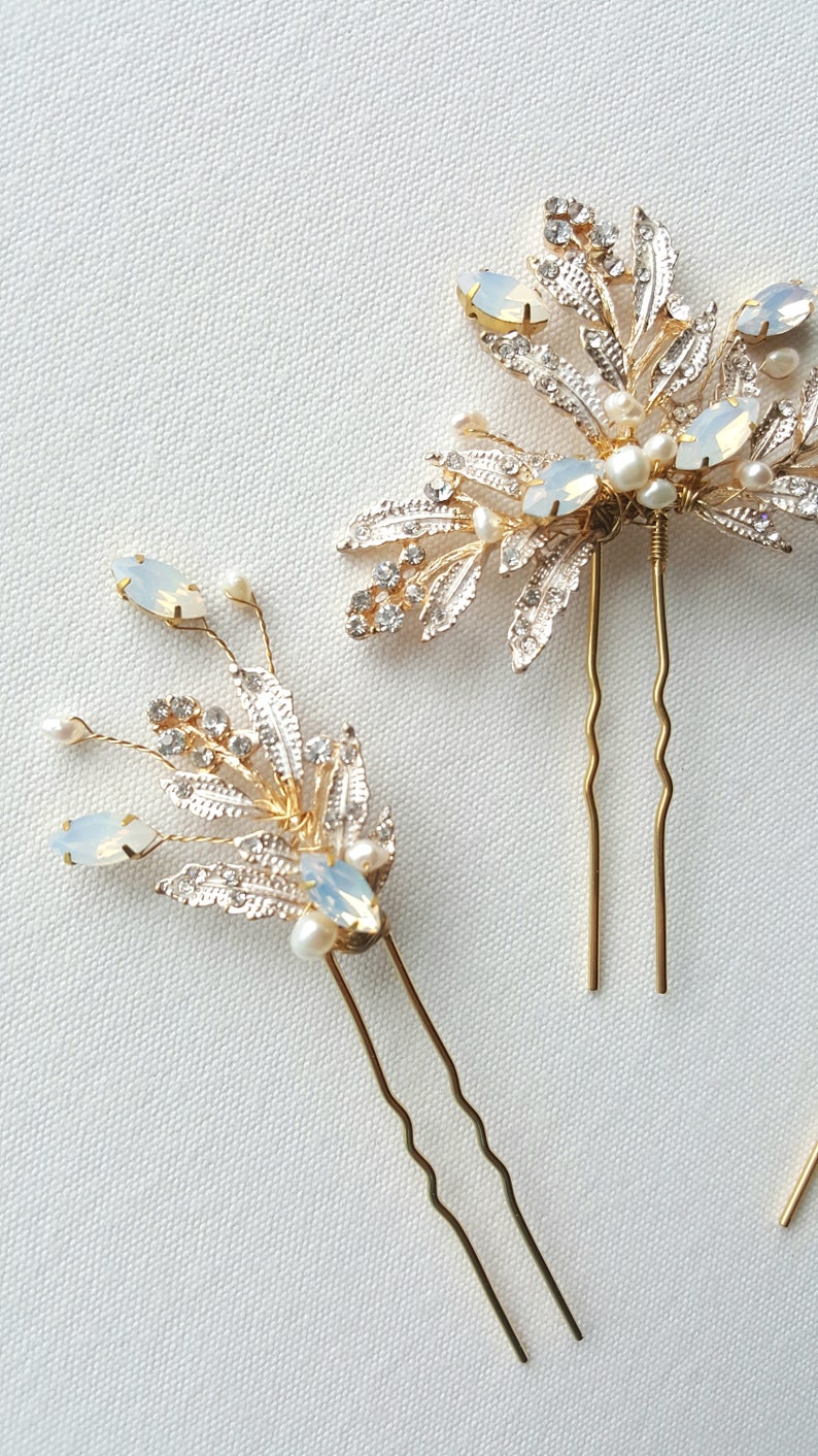 Gold Wedding Hair Pins Gold Pearl Hair Pins Pearl Wedding Etsy