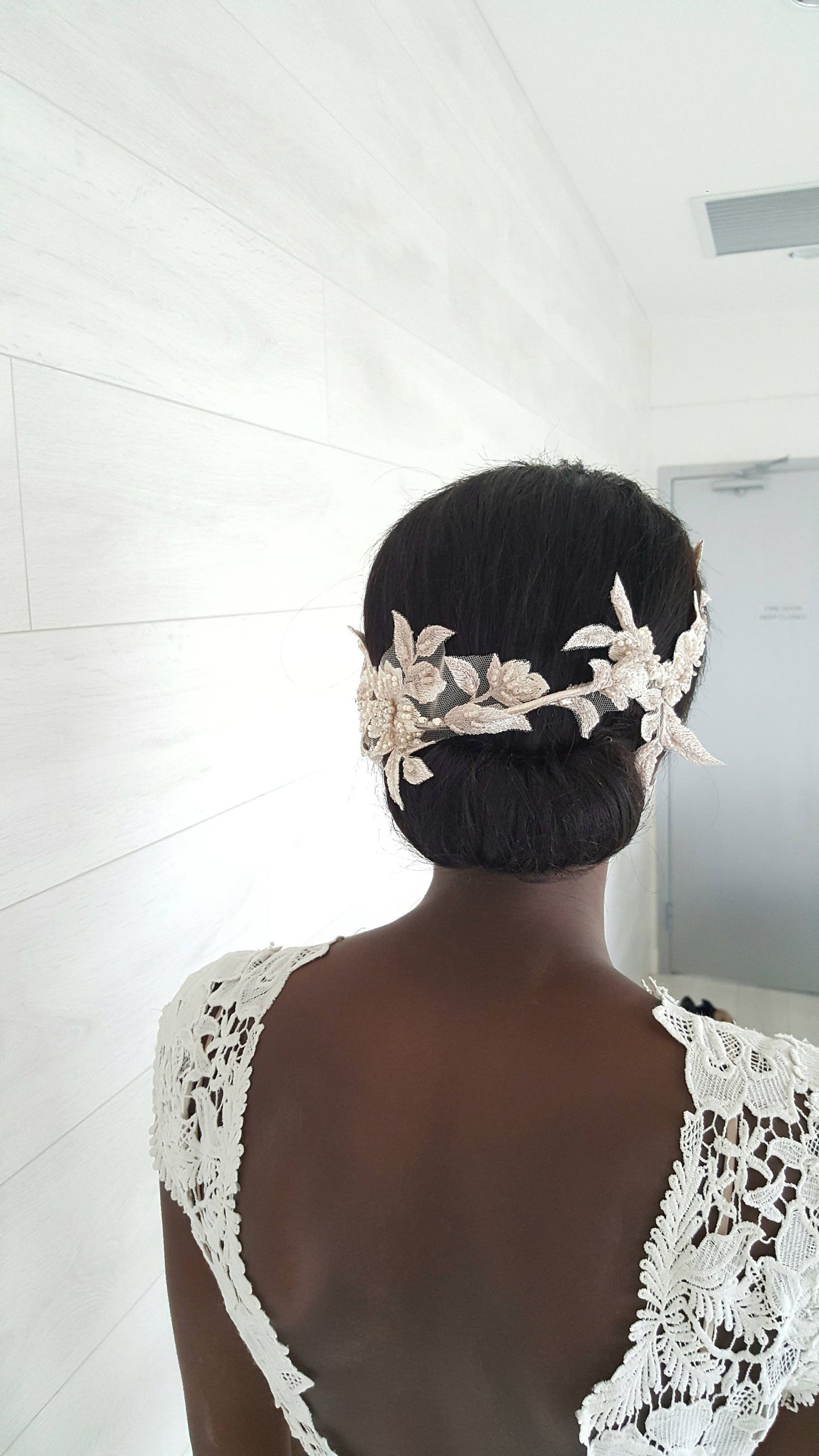 champagne wedding headpiece