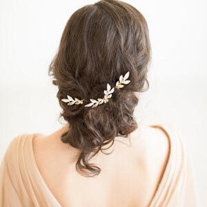 Wedding Hair Pins Gold Leaf, Gold Hair Pins, Bridal Hair Pins, Olive Branch Hair Pins, Silver Leaf Hair Pins image 10