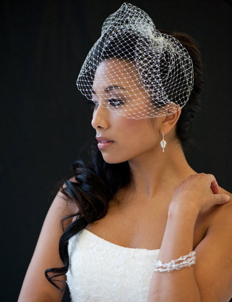 Wedding Birdcage Veil, 9 Inch Birdcage Veil, Wedding Veil, Short Birdcage Veil, Bridal Veil image 1