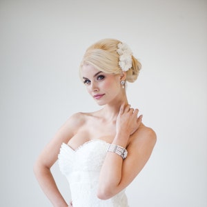 Silk Flower Bridal Hair Clip, Lace Wedding Headpiece, Sold as Single Clip image 4