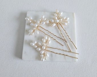 Freshwater Pearl Wedding Hair Pins,  Real Pearl Bridal Hair U pins, Pearl Wedding Hair Piece