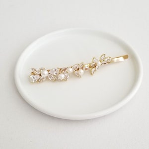 Wedding Hair Clip with Pearls, Wedding Hair Accessory, CZ Bridal Hair Clip, CZ Freshwater Pearl Wedding Bobby Pin image 8
