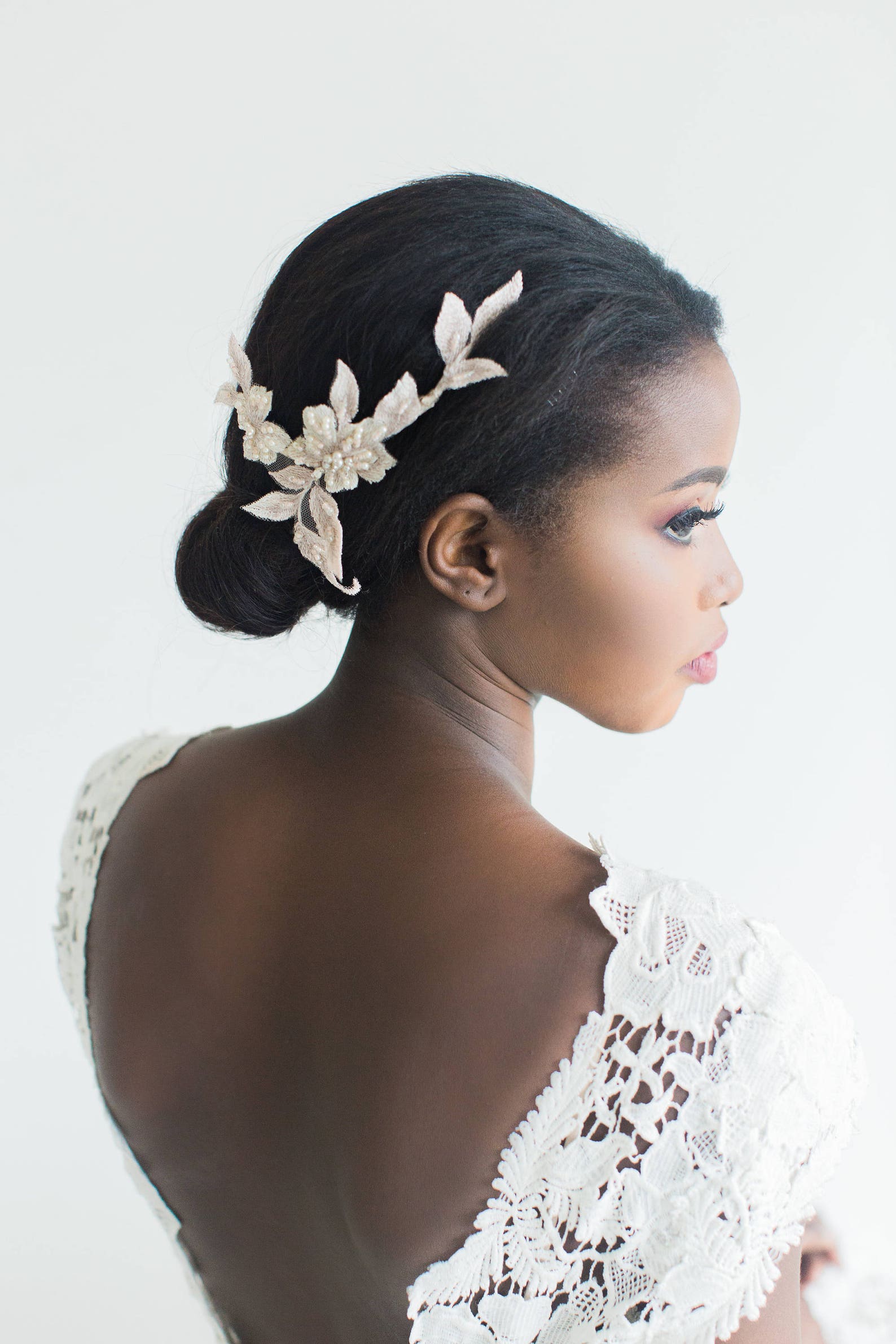 champagne wedding headpiece