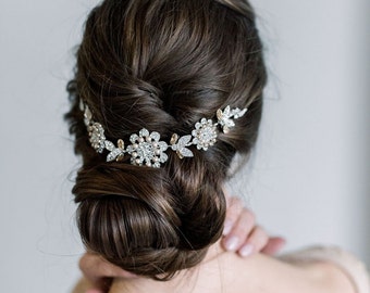 Bridal Hair Comb Pearls Crystals, Wedding Crystal Hair Swag, Wedding Hair Vine, Crystal Pearl Hair Comb, Wedding Headpiece