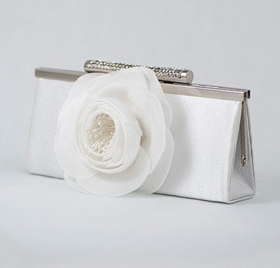 Items similar to Bridal Purse, Wedding Handbag, Diamond White Clutch
