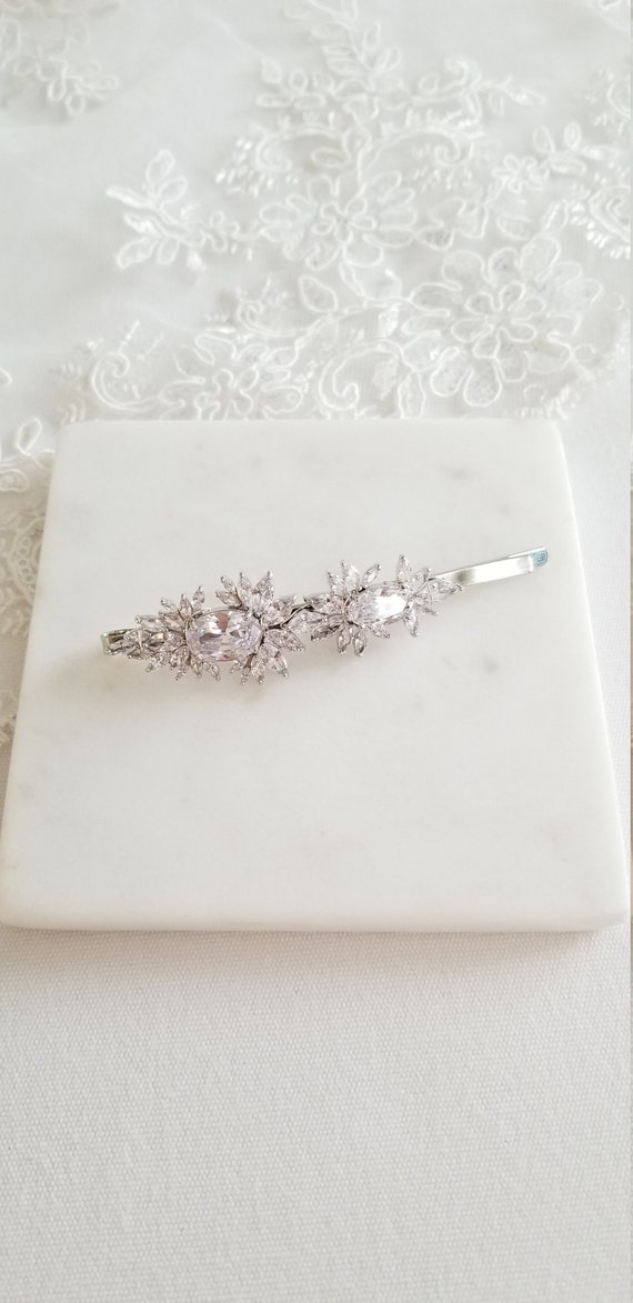 Wedding Crystal Cubic Zirconia Bobby Hair Pins Bridal Hair Pins, Crystal Bobby Pins, Mini Combs, Hair  main image 4