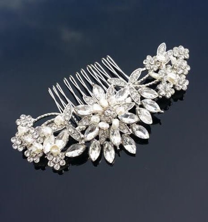 Bridal Hair Comb Crystal and Freshwater Pearl Wedding Comb Etsy