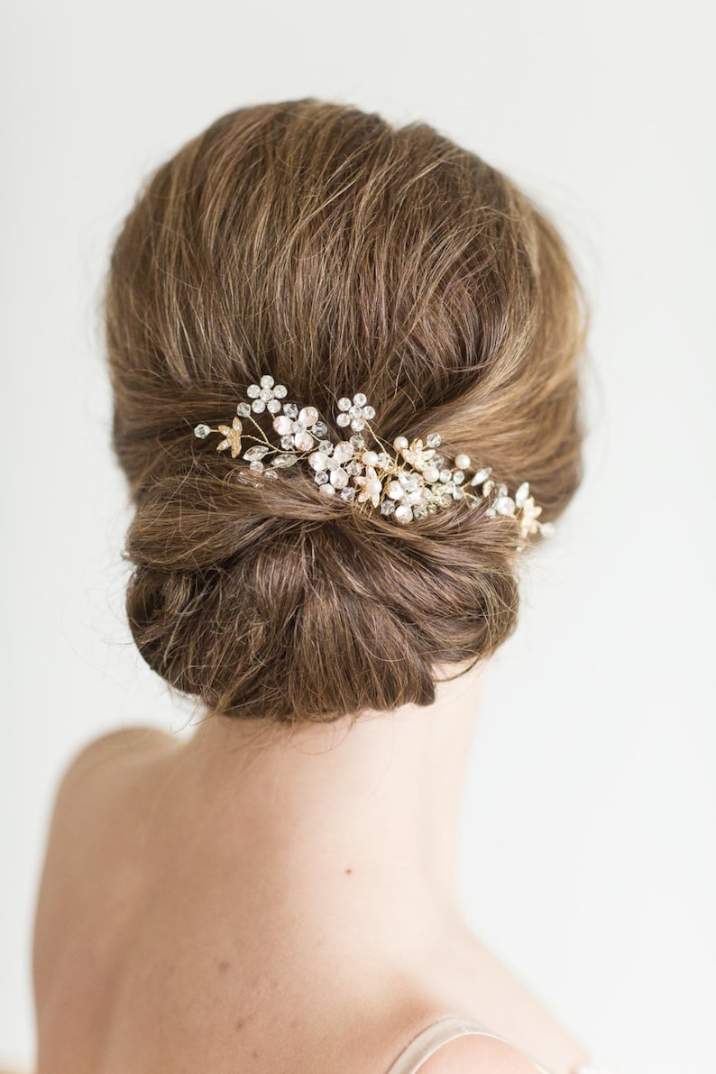 Wedding Hair Comb Gold Wedding Headpiece Silver Pearl Bridal Hairpiece Rose Gold Bridal Comb Pearl Crystal Hair Comb