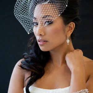 Bridal Birdcage Veil, Wedding Birdcage veil, Birdcage Veil Embellished with Pearls, Bridal Veil, Wedding Veil image 5