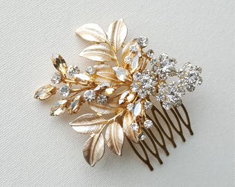 Gold Bridal Hair Comb, Wedding Headpiece, Gold Bridal Comb, Gold Wedding Hair Comb