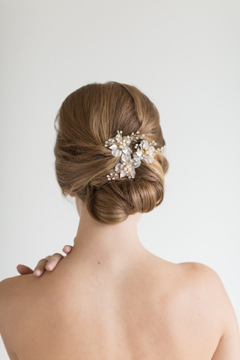 Wedding Hair Pin Freshwater Pearl, Bridal Hair Pin, Silver Pearl Hair Pin, Flower Hair Pin, Gold Bridal Hair Pin, Rose Gold Pin image 5