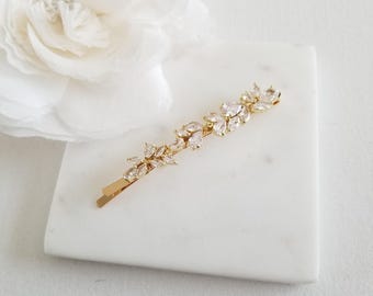 Wedding Hair Clip With Cubic Zirconias, Bobby Pin Style Slide Wedding Hair Accessory