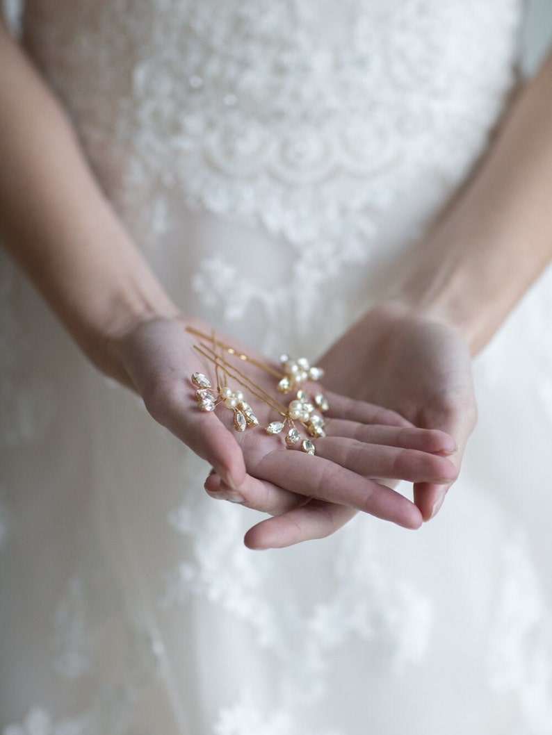 Braut Haarnadeln Perle & Kristall, Hochzeit Haarnadeln, Kristall Haarnadeln, Perlen Haarnadeln Bild 6