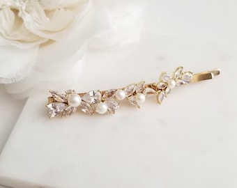 Wedding Hair Clip, Freshwater Pearls Cubic Zirconia, Bridal Hair Accessory