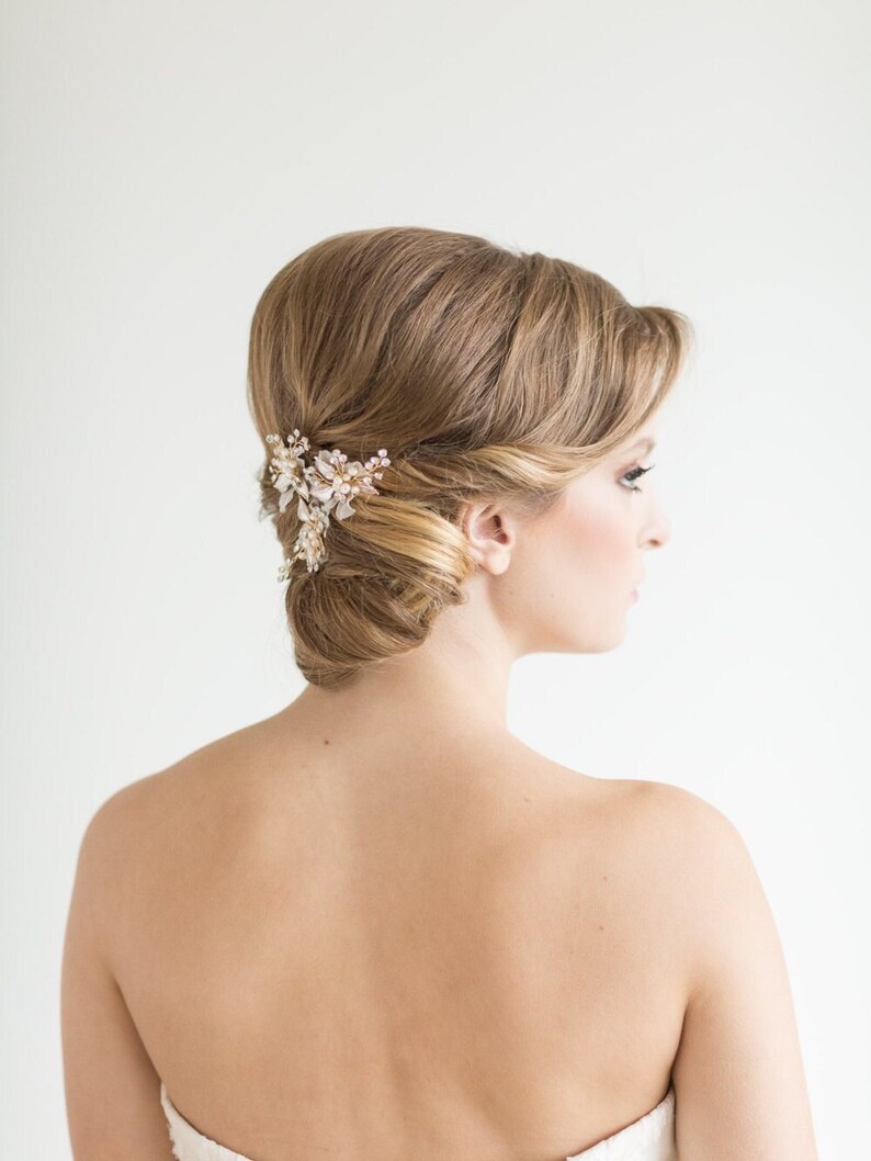 Wedding Hair Pin Freshwater Pearl, Bridal Hair Pin, Silver Pearl Hair Pin, Flower Hair Pin, Gold Bridal Hair Pin, Rose Gold Pin image 4