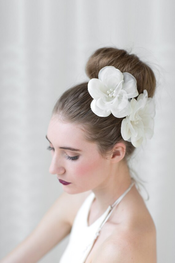 Bridal Flower Hair Clips Wedding Silk Hair Flowers Wedding Etsy