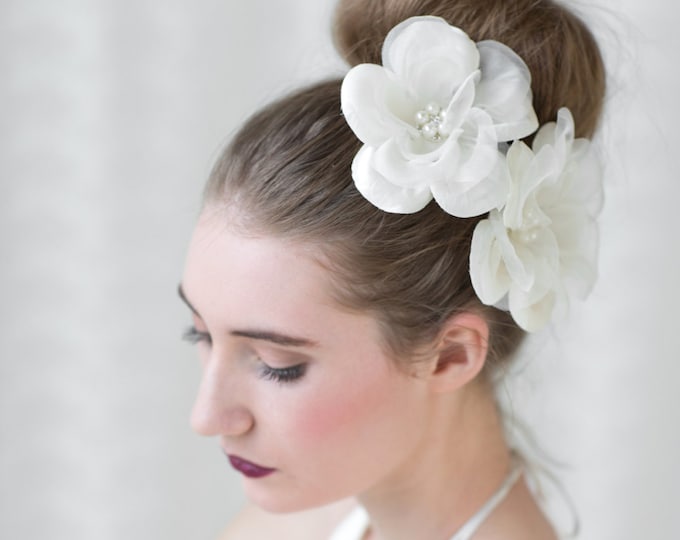 Bridal Flower Hair Clips Wedding Silk Hair Flowers Wedding Etsy