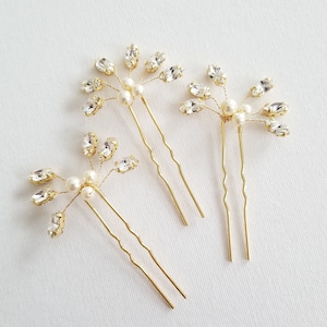 Bridal Hair Pins Pearl & Crystal, Wedding Hair Pins, Crystal Hair Pins, Pearl Hair Pins image 3