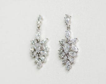 Bridal Earrings, CZ Wedding Earrings, Wedding Earrings, Silver Zirconia Earrings, Teardrop Earrings, Wedding Jewelry