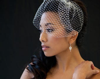 Wedding Birdcage Veil, 9 Inch Birdcage Veil, Wedding Veil, Short Birdcage Veil, Bridal Veil