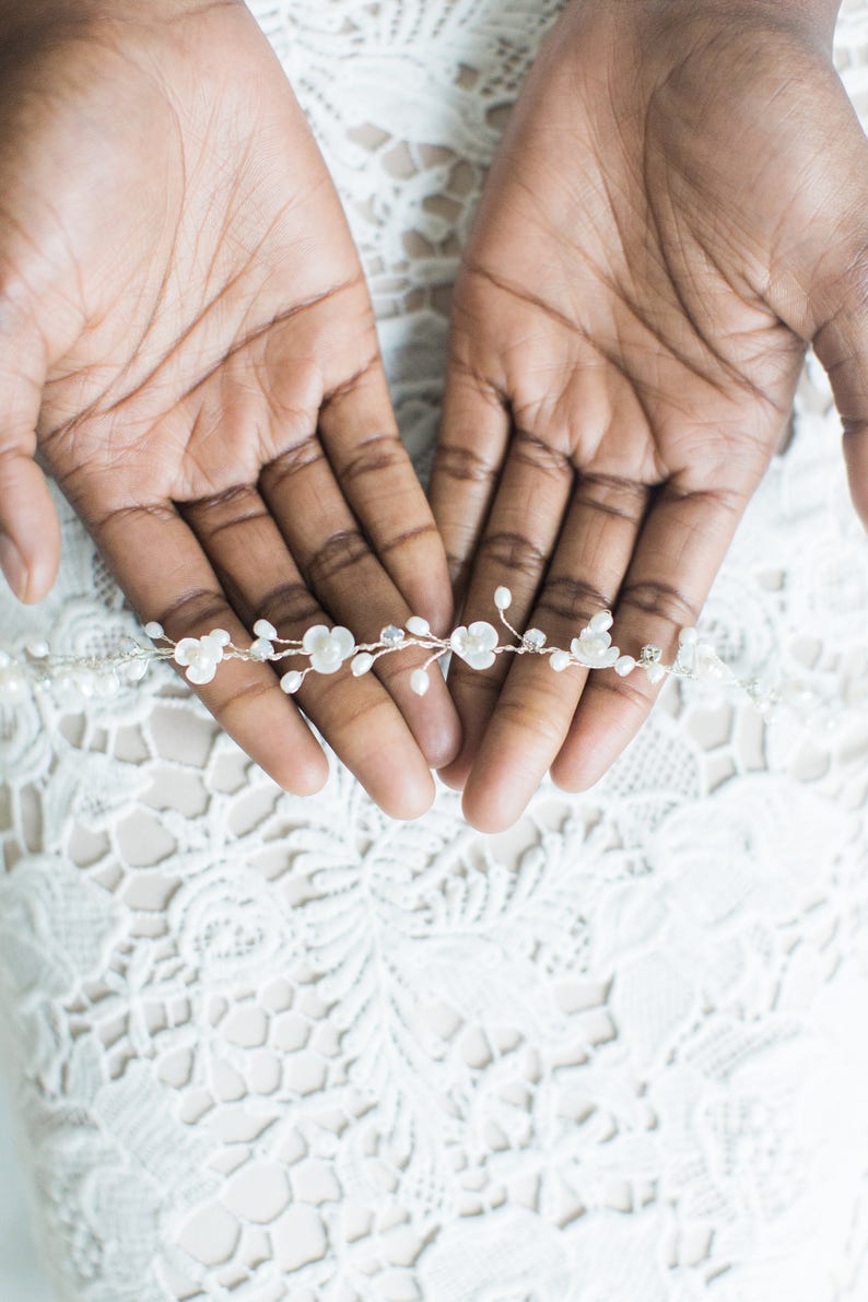 Pearl Wedding Hair Vine, Bridal Headpiece, Bridal Hairpiece, Bridal Headband, Wedding Hairpiece, Wired Pearl Hair Vine image 6