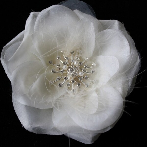 SYLVIA - Ivory Hair Flower or Brooch
