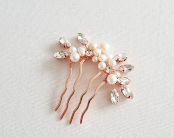 Freshwater Pearl Wedding Hair Comb, Small Pearl Crystal Bridal Hair Comb, Pearl Hair Comb for Bride