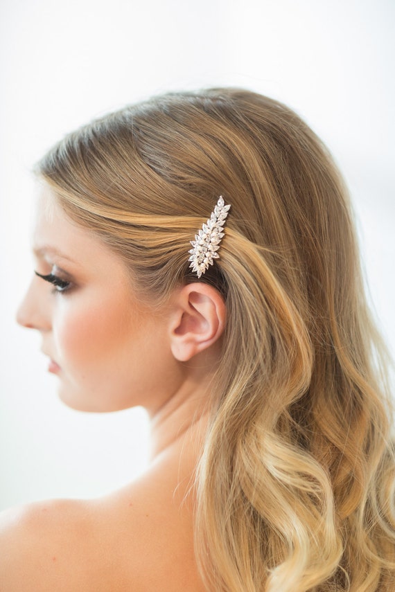 Feather & Austrian Crystal Bridal Veil Comb - Elegant Bridal Hair  Accessories