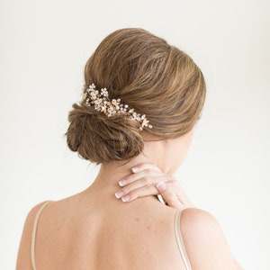 Pearl Bridal Hair Comb, Pearl and Crystal Comb For Bride, Rose Gold Wedding Hair Comb, Silver Wedding Comb image 2