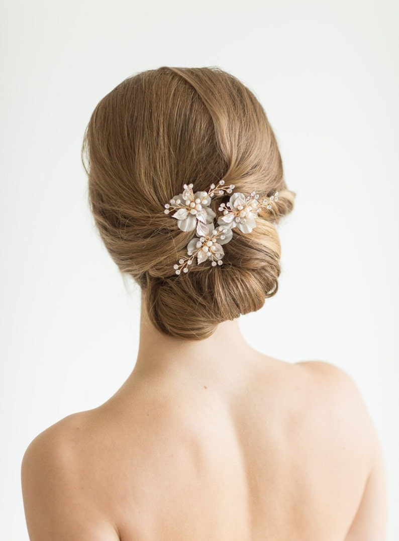 Wedding Hair Pin Freshwater Pearl, Bridal Hair Pin, Silver Pearl Hair Pin, Flower Hair Pin, Gold Bridal Hair Pin, Rose Gold Pin image 3