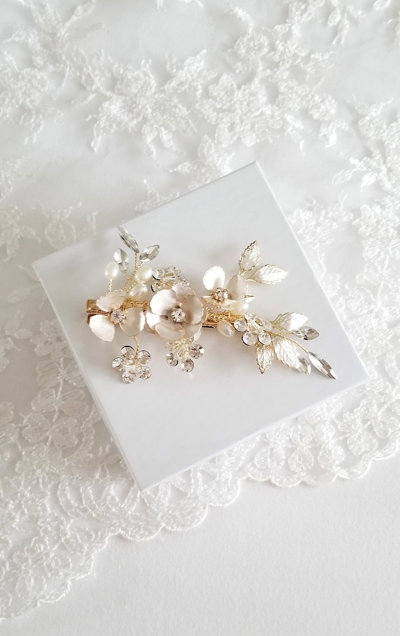 Floral Wedding Hair Clip Bridal Hair Clip for Bride Gold Etsy