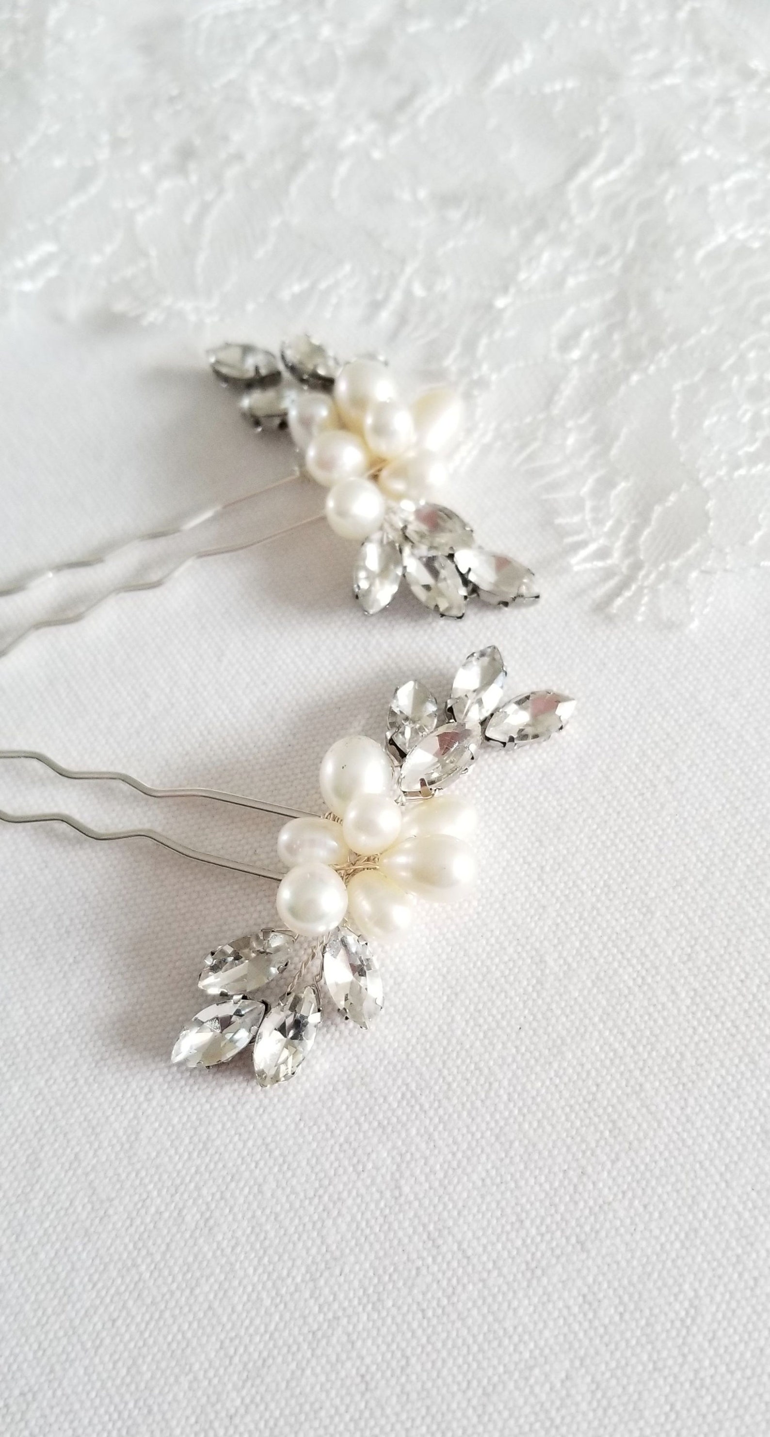 Pearl Wedding Hair Pins Crystal Bridal Hair Pins Freshwater | Etsy