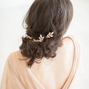 Wedding Hair Pins Gold Leaf, Gold Hair Pins, Bridal Hair Pins, Olive Branch Hair Pins, Silver Leaf Hair Pins image 2