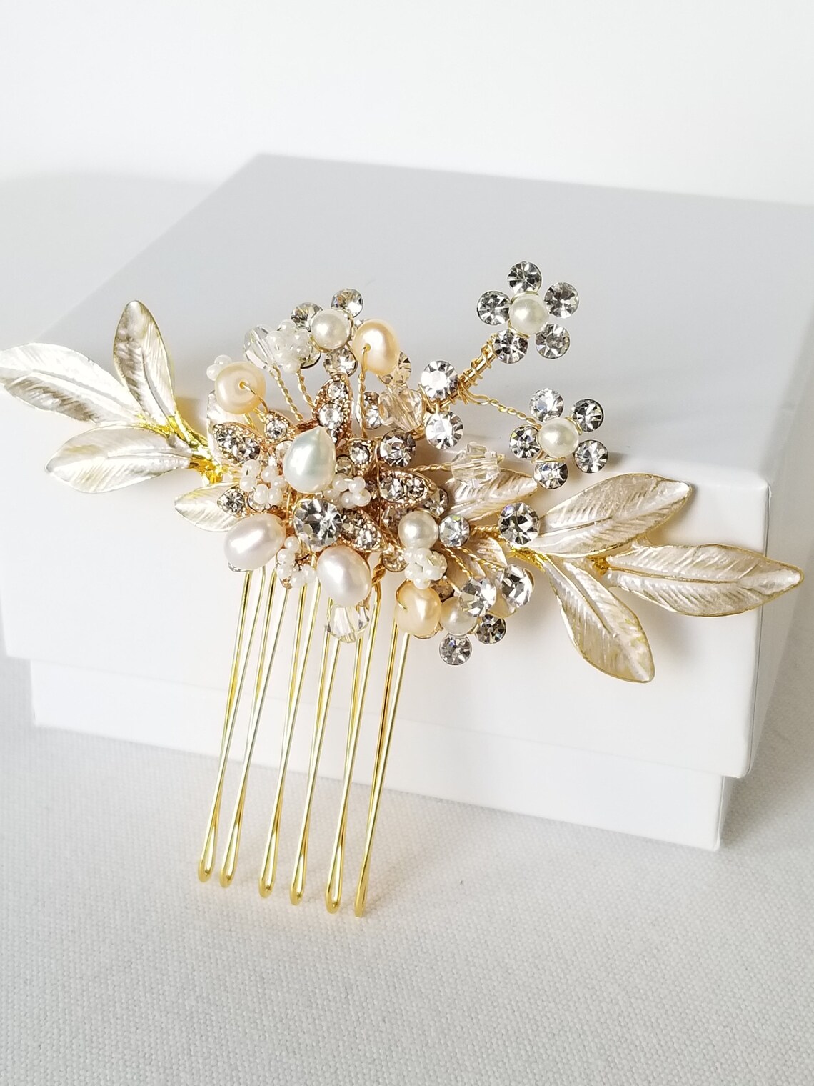 Gold Bridal Hair Comb with Pearls Gold Freshwater Pearl | Etsy