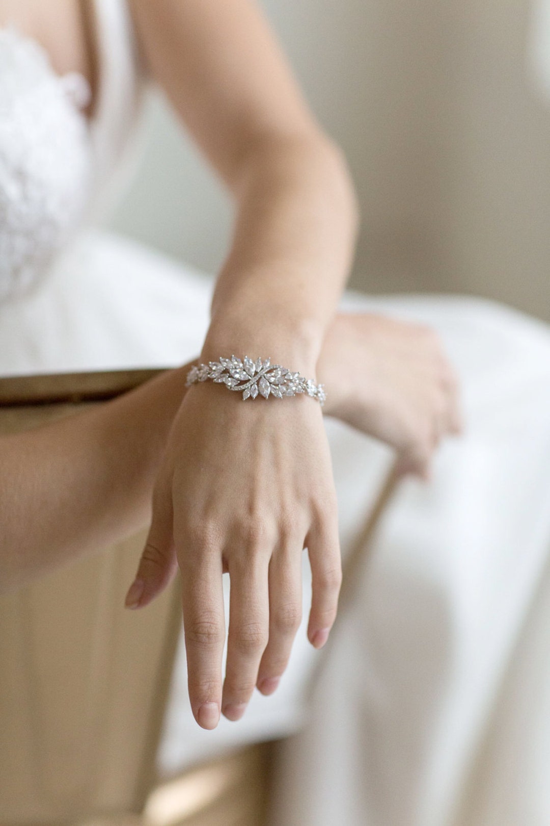 Buy Rose Gold Wedding Bracelet With Crystal Leaf for Brides| Adorn A Bride  - Wholesale